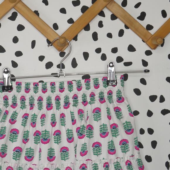 Crewcuts White Floral Print Smocked Waist Tiered Girls Skort - Picture 2 of 7